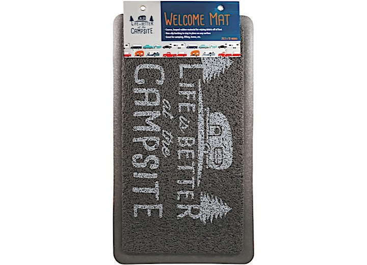 Camco - Camco Life Is Better At The Campsite Scrub Rug Grey/white 26 1/2 In X 15 In - 53200