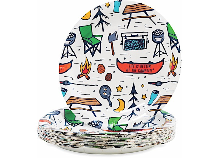 Camco - Life Is Better At The Campsite Paper Plates Small Campsite Pattern - 53377