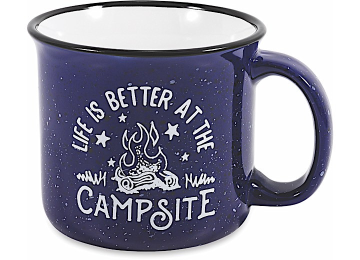 Camco - Life Is Better At The Campsite  Ceramic Mug Blue Campfire - 53387