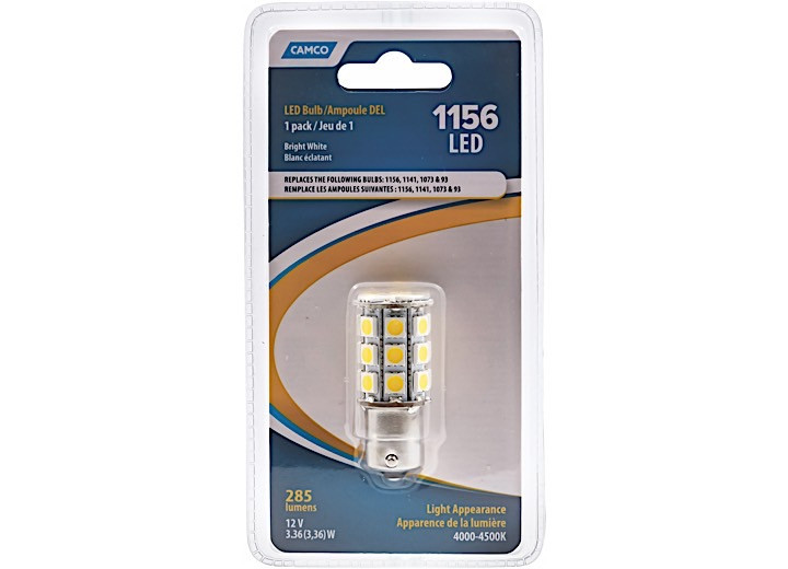 Camco - Led  1156/1141/1073/93 (ba15s) 27led 285lmbrightwhit(1pk) - 54605