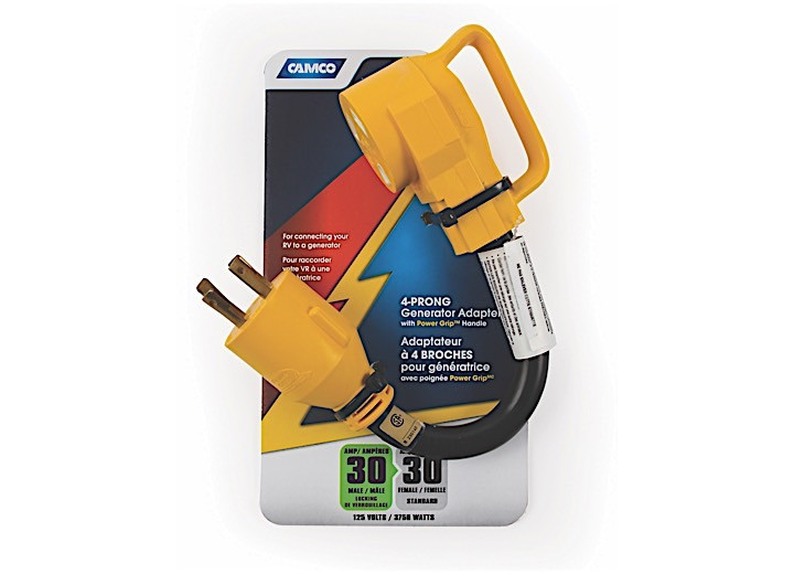 Camco - Powergrip  Genadptdb 12in 30am 4prong/90f125v/3750w(e/f)csa - 55384