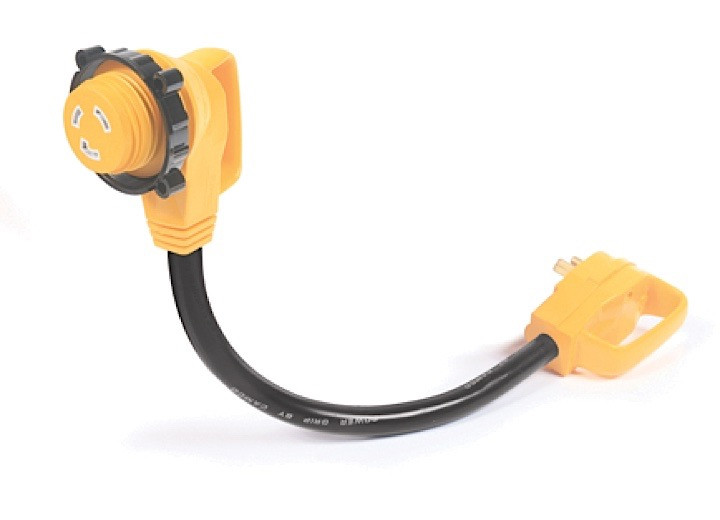 Camco - 30m Amp Std/30f Amp Locking Adapter Powergrip 90 Degree 18in - 55522