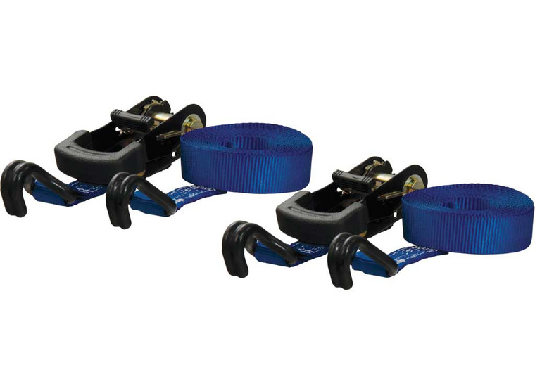 Curt - (2 Pack)ratchet Strap 2200/733 16ft X 1in Blue W/rubber Coated Shooks - 83020