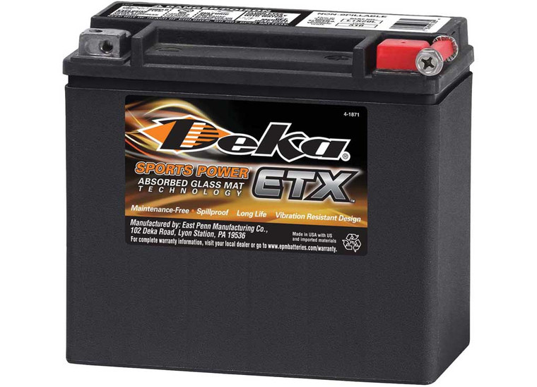 Deka Batteries - Powersports Agm 12v Battery 310 Cca Positive Left Hand Etx20l - ETX20L