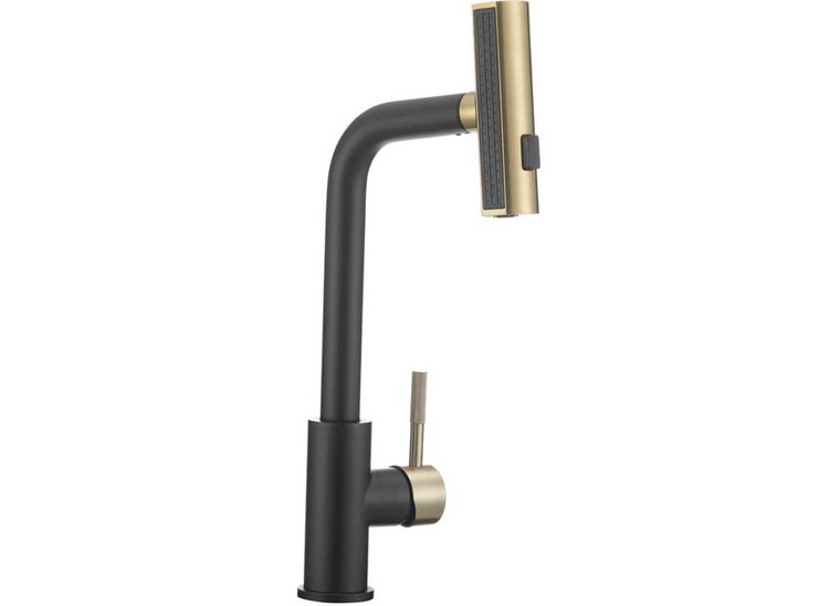 Dura Faucet - Rainfall Pulldown Rv Kitchen Faucet  Matte Black / Matte Gold - DF-MK511X-MBMG