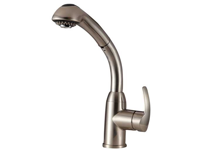 Dura Faucet - Hirise Pullout Rv Kitchen Faucet  Brushed Satin Nickel - DF-NMK861-SN