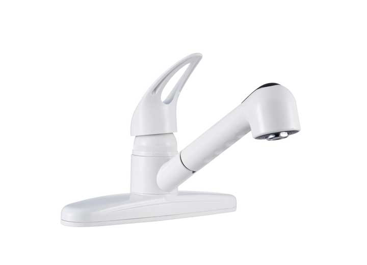 Dura Faucet - Nonmetallic Pullout Rv Kitchen Faucet  White - DF-PK100-WT