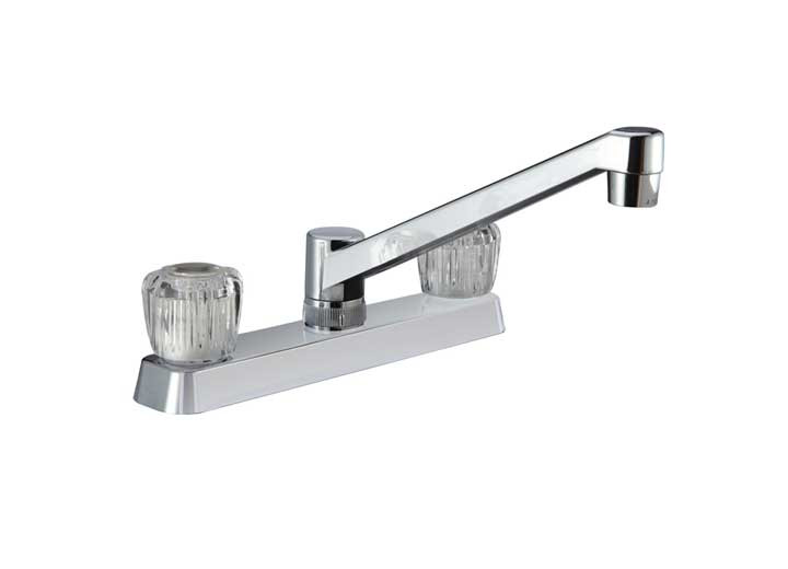 Dura Faucet - Two Handle Rv Kitchen Faucet W/crystal Acrylic Knobs  Chrome Polished - DF-PK600A-CP