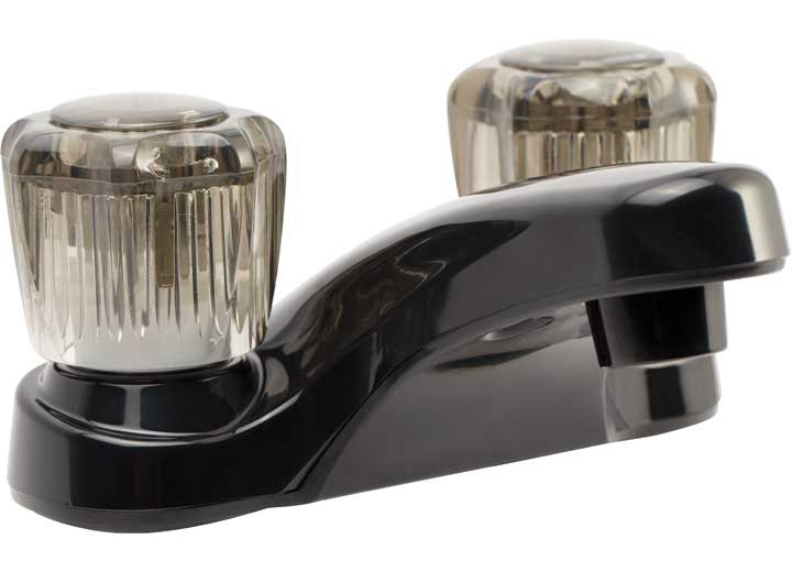 Dura Faucet - Rv Lavatory Faucet W/smoked Acrylic Knobs  Black - DF-PL700S-BK