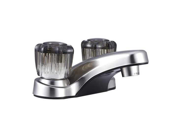 Dura Faucet - Rv Lavatory Faucet W/smoked Acrylic Knobs  Brushed Satin Nickel - DF-PL700S-SN