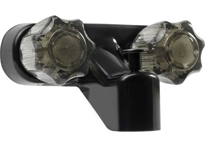 Dura Faucet - Rv Tub & Shower Diverter Faucet W/smoked Acrylic Knobs  Black - DF-SA110S-BK