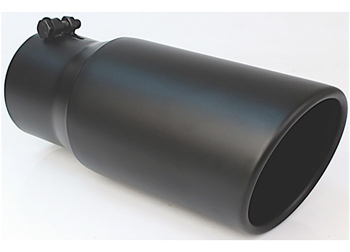 Different Trends - Black Powder Coated 5in Rolled Slant 12in Bolt On Blk Exhaust Tip 4.00in Id / 5. - BQ9-405012RBK