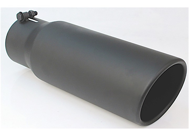 Different Trends - Black Powder Coated 6in Rolled Slant 15in Bolt On Blk Exhaust Tip 5.00in Id/6.00 - BQ9-506015RBK