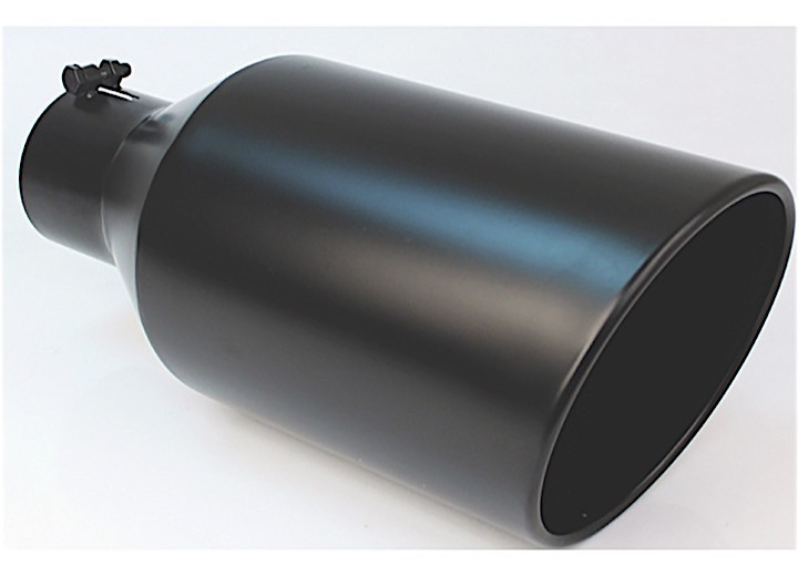 Different Trends - Black Powder Coated 7in Rolled Slant 18in Bolt On Blk Exhaust Tip 5.00in Id/7.00 - BQ9-507018RBK