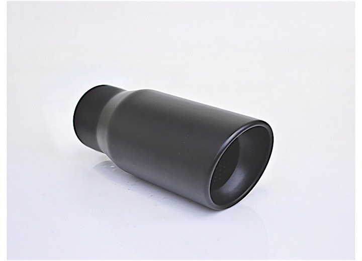 Different Trends - Black Powder Coated 4inx9in Resonated Slante Tip Blk Exhaust Tip 2.25in Id/4in O - DT-24147BK