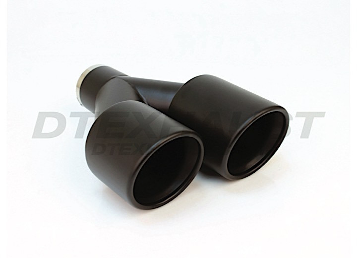 Different Trends - Black Powder Coated Dual 3.50 In Double Wall Staggered Rolled Slant  Left Id 2. - DT-24156LBK