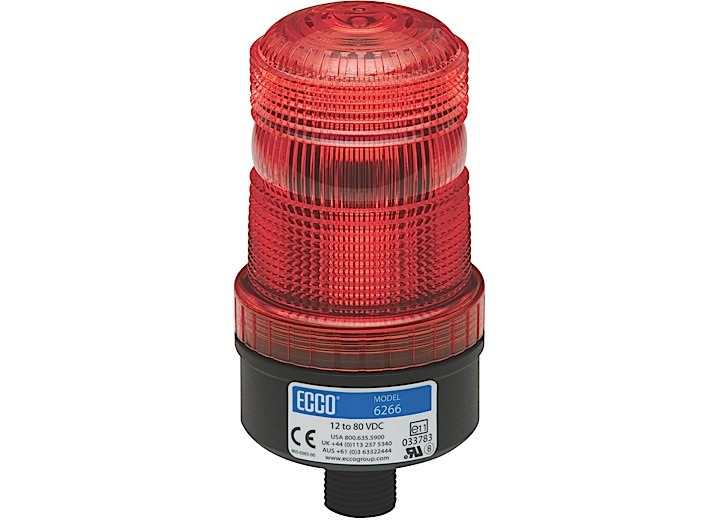 Ecco Safety Group - Led Beacon: Medium Profile 1280vdc Pulse8 Flash 1/2in Male Pipe Mount Red - 6267R