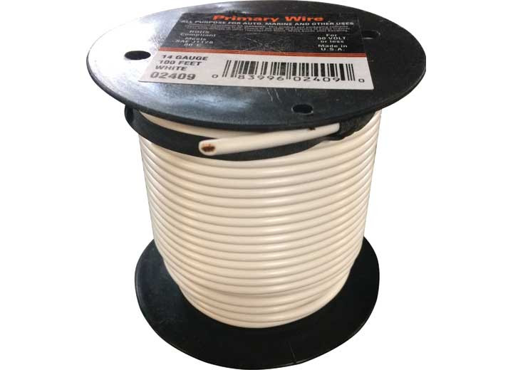 East Penn - Wire Spool  Primary 14 Gauge; White 100 Ft - 2409