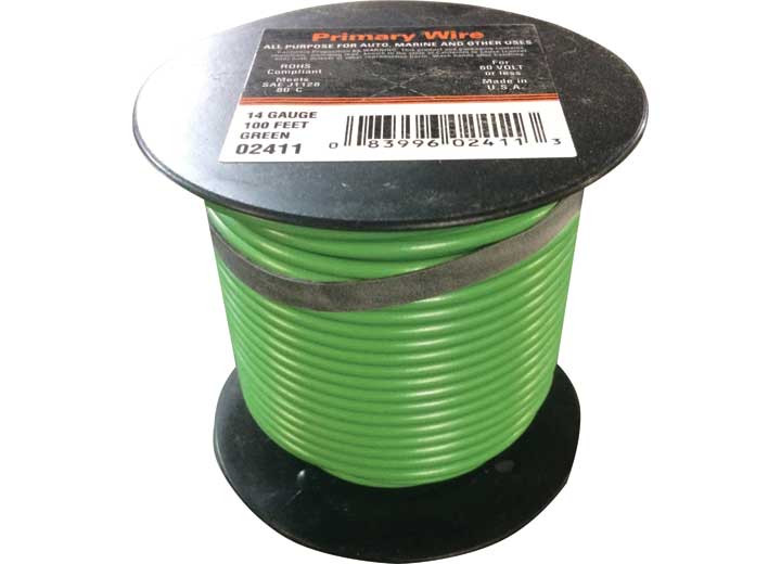 East Penn - Wire Spool  Primary 14 Gauge; Green 100 Ft - 2411