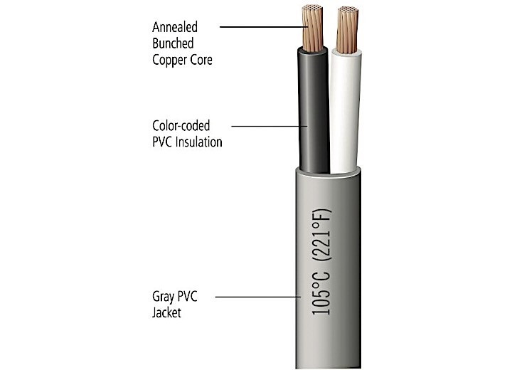 East Penn - Wire Spool  2 Strand Grey Sheath  12 Gauge; Black White 100 Ft - 3212