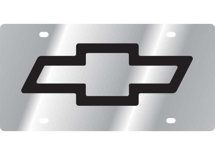Eurosport - Black Chevy Bowtie On A Stainless Steel License Plate - 1301-1
