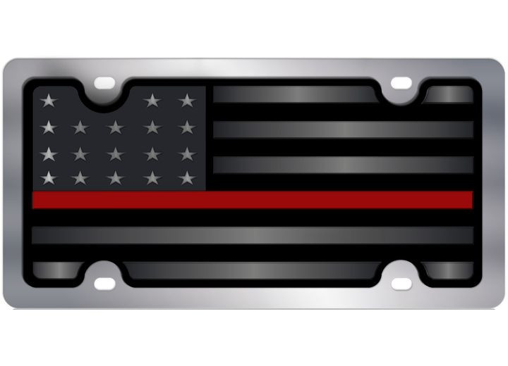 Eurosport - Blacked Out Usa Flag W Red Opaque Stripe Ss Plate - LS1110R-1