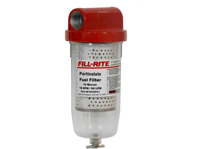 Fill-Rite - 10 Micron Particulate Filter 1in  12 Unf 18 Gpm Clear Bowl - F1810PC1