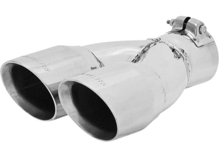 Flowmaster - Exhaust Tip Logo Embossed Polished Stainless Double Wall Dual Angle Cut Rou - 15307