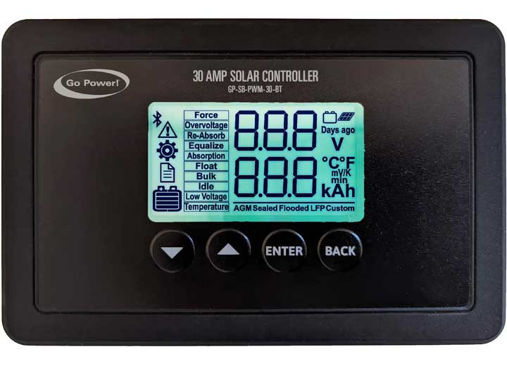 Go Power! - Gpsbpwm30: 30 Amp Pwm Digital Solar Controller With Bluetooth - 82855