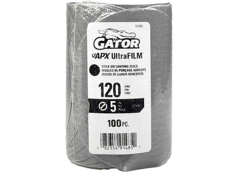 Gator Finishing - Apx Ultrafilm Stickon Sanding Discs Psa Gray 120 Grit 5 In 100 Pk - 391485