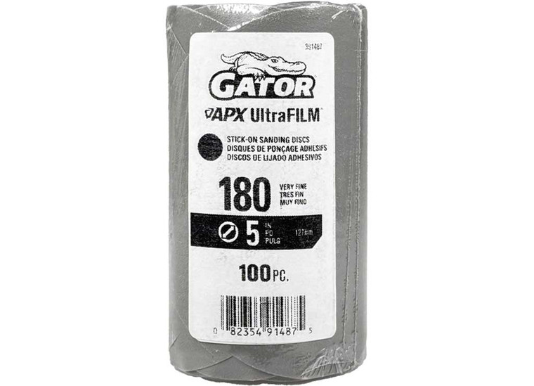 Gator Finishing - Apx Ultrafilm Stickon Sanding Discs Psa Gray 180 Grit 5 In 100 Pk - 391487