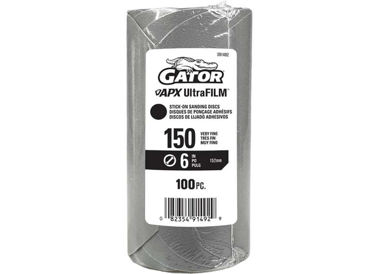 Gator Finishing - Apx Ultrafilm Stickon Sanding Discs Psa Gray 150 Grit 6 In 100 Pk - 391492