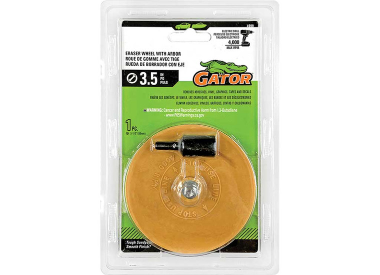 Gator Finishing - Drill Mounted Eraser Wheel With Arbor 3.5 In 1 Pk - 4999