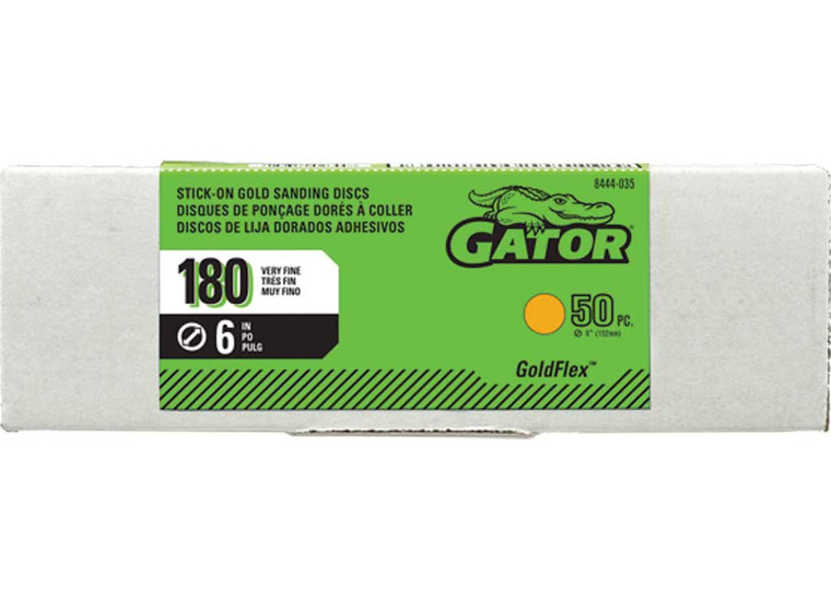Gator Finishing - Stickon Sanding Discs Gold 180 Grit 6 In 50 Pk - 8444035