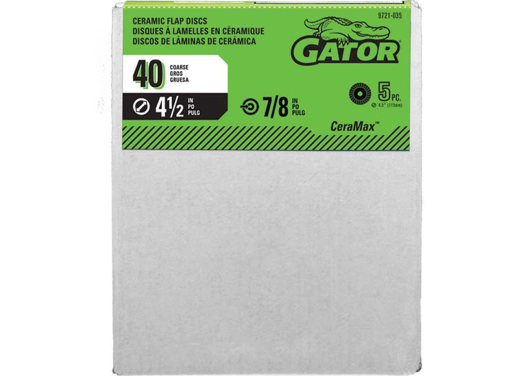 Gator Finishing - Ceramic Flap Wheel 46 Grit 41/2 In 5 Pk - 9721035