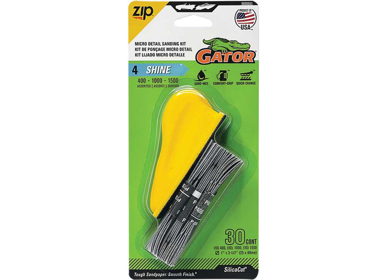 Gator Finishing - Microzip Detail Sanding Kit Assorted Grit Shine 30 Pk - 9800043
