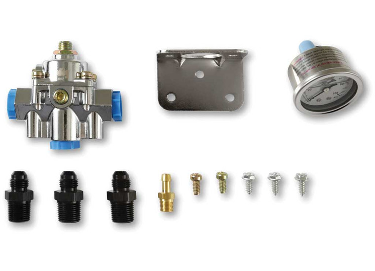 Holley - Die Cast Efi Bypass Fuel Pressure Regulator Kit 1560 Psi Fittings And Guage Inc - 12-882KIT