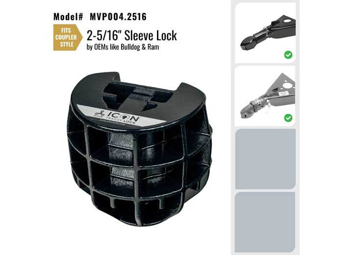 Altor Locks - Trailer Coupler Lock For 25/16in Sleeve Lock Couplers By Oems Like Bulldog/ram - MVP004.2516