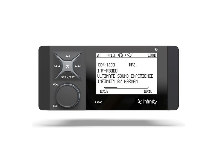 Infinity Speakers - Wake Series Infinity Marine Source Unit With Monochromatic Screen Bt And Much - INF-R3000