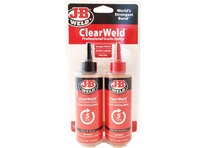JB Weld - Clearweld  Pro Size Clamshell Fitted  (2) 4oz(118ml) Bottles/8oz Total - 50240H