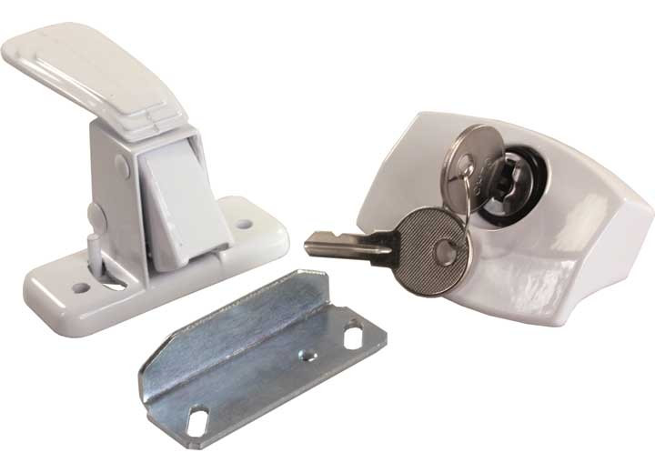 JR - Camper Door Latch Locking White - 11685
