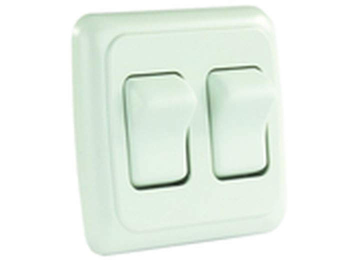 JR - Double Rocker Switch Assembly W/bezel White - 12015