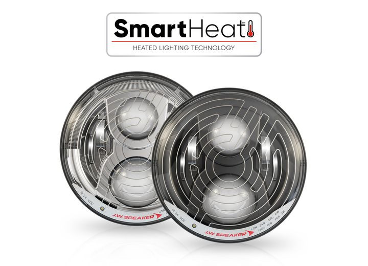 JW Speaker - 8700 Evo2 Model 1224v Dot Led High/low Beam Heated Headlight W/chrome Inner Bezel Single Light - 556291