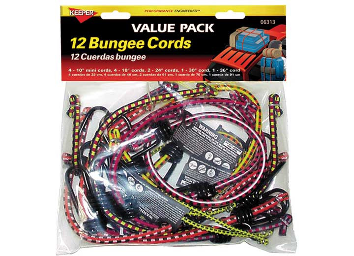 Keeper - Bungee Cord Multipack 12 Pieces Contains 410in 418in 224in 130in 13 - 6313