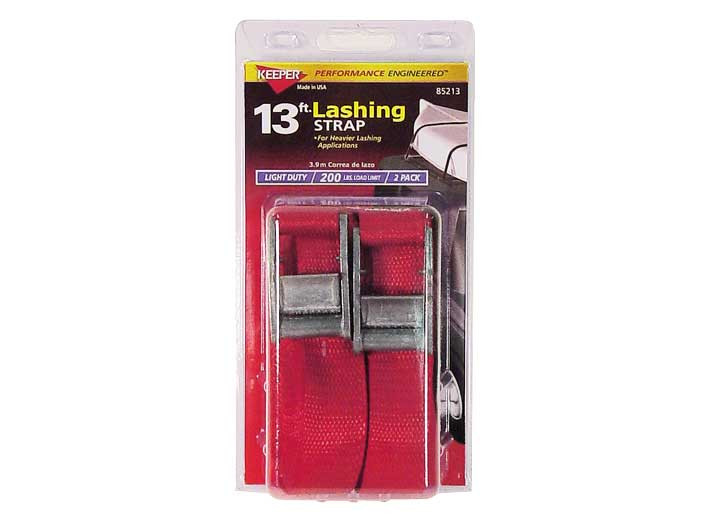 Keeper - 13ft X 1in Lashing Strap 200 Lbs Wll (600 Lbs Break Strength) 2 Pack Space Saver - 85213