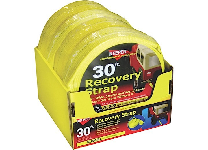 Keeper - Bin Display 30ft X 2in Veh Recovery Strap 10000 Lbs Max Veh Wt(20000 Lbs Web Cap - 89923