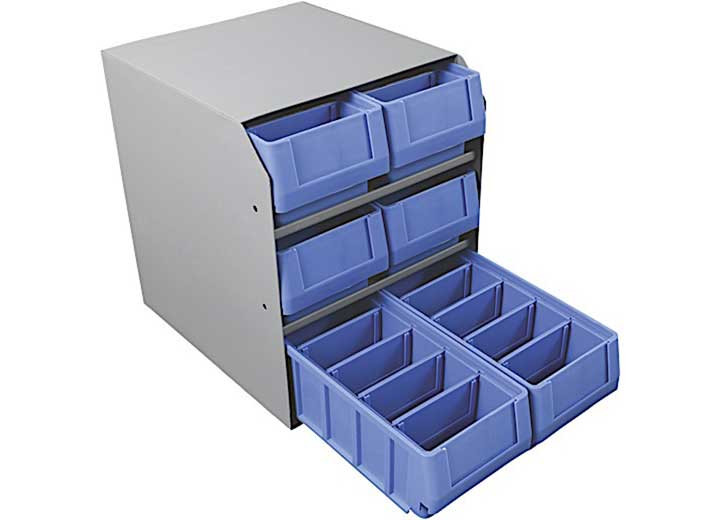 Holman - 6 Stacked Small Parts Bins In Steel Shelf Cabinet - 40340