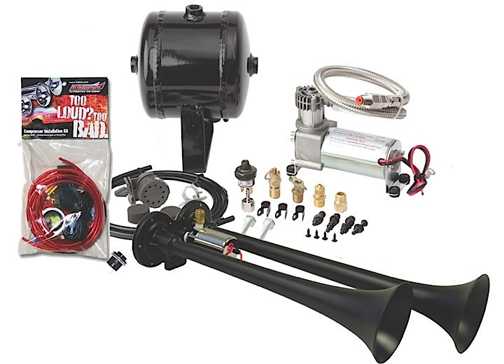 Kleinn Air Horns - Complete Dual Truck Air Horn Package With Black Xcr 2.0 Coating And 120 Psi Seal - HK2-1