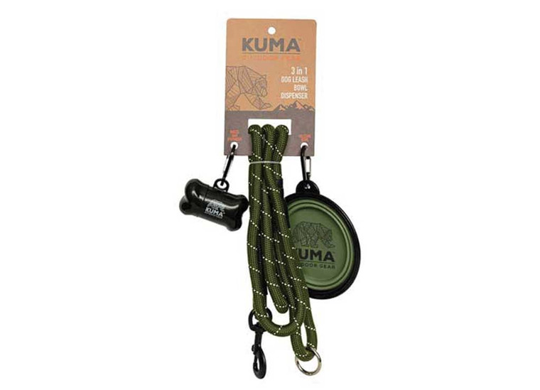 Kuma Outdoor Gear - 3 In 1 Dog Leash  Green - 857-KM-31DL-GRN