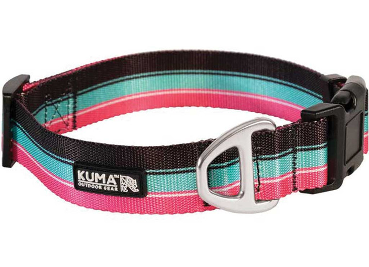 Kuma Outdoor Gear - Backtrack Dog Collar  Medium  1420in  Vice  Black/pink/teal - 867-KM-BTCL-VC-M